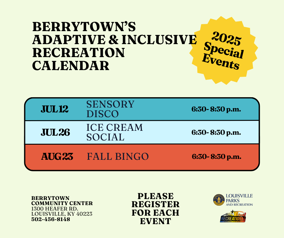 Upcoming Adaptive and Inclusive Events at Berrytown Community Center