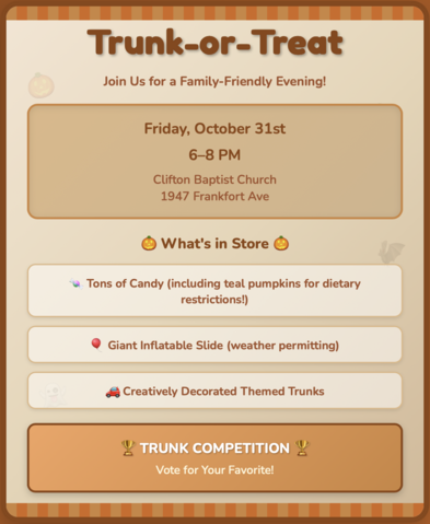 Clifton Baptist's Trunk-or-Treat