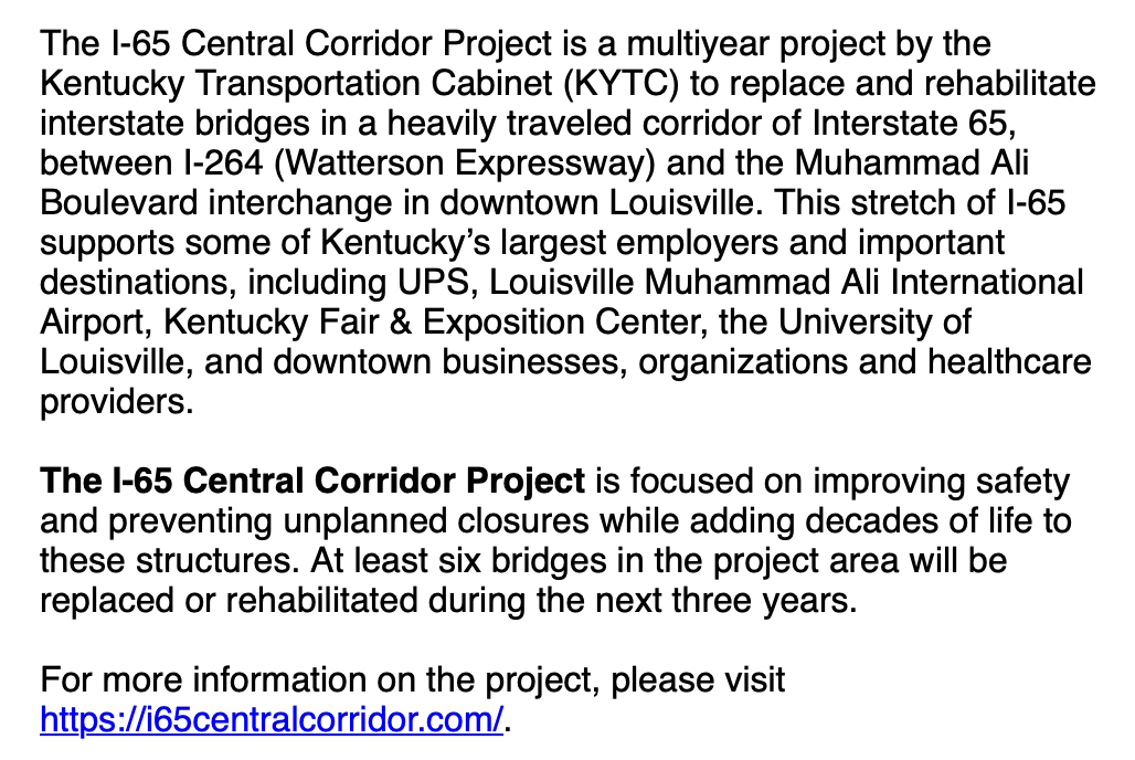 KYTC I-65 Notice 2025