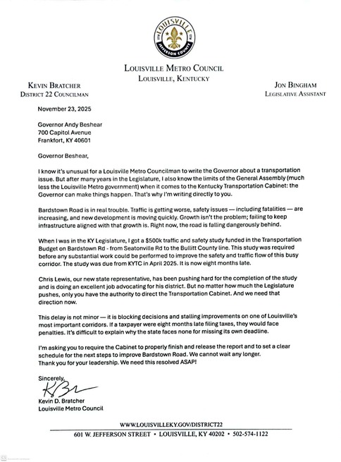 Letter to Gov Beshear