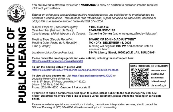 Public Hearings, Meetings, & Applications