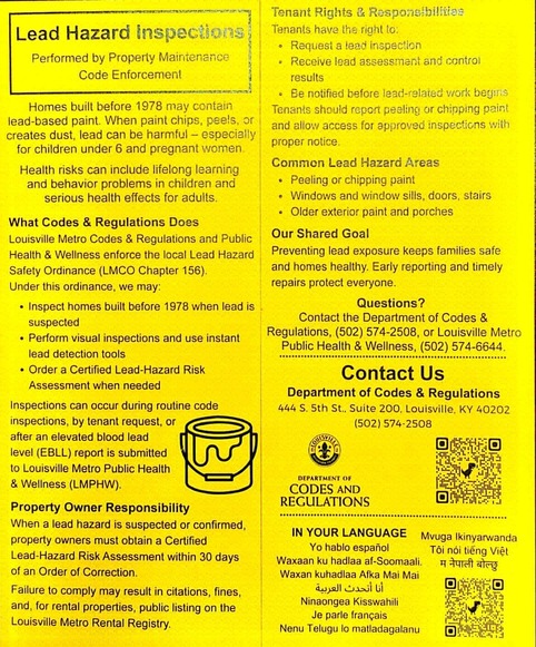 2026 Lead Hazard Inspections Information