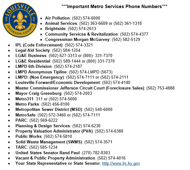 Important Metro Service Numbers