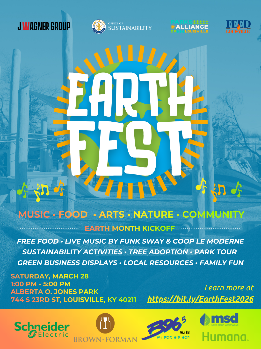 New Earth Fest Flyer with logos and details for an Earth Month kick off event
