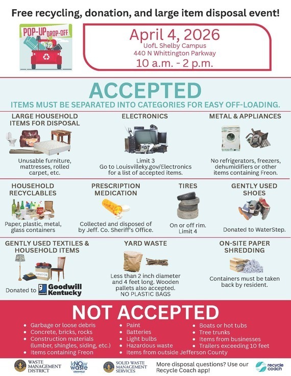 Next Pop-Up Drop-Off event coming to UofL Shelby Campus