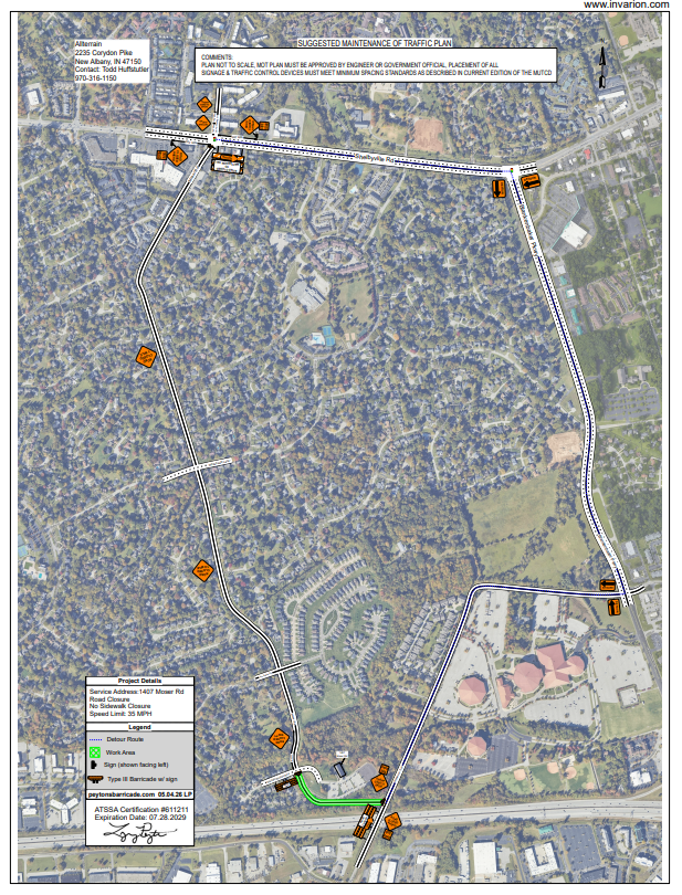Moser Road detour