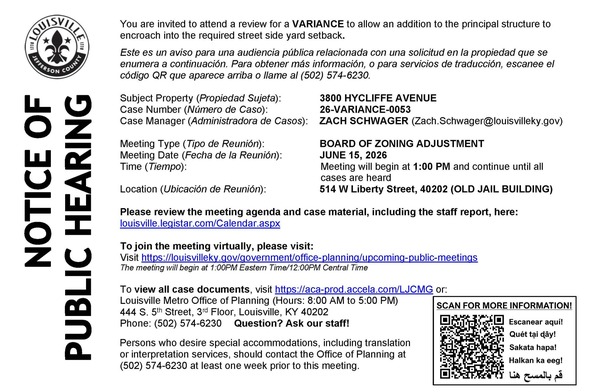 Public Hearings, Meetings, & Applications