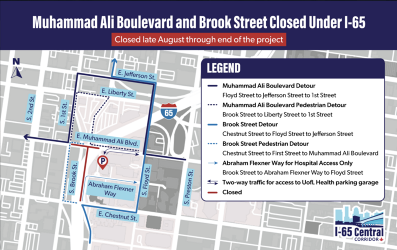 Muhammad Ali Boulevard and Brook Street Closed Under I-65.png