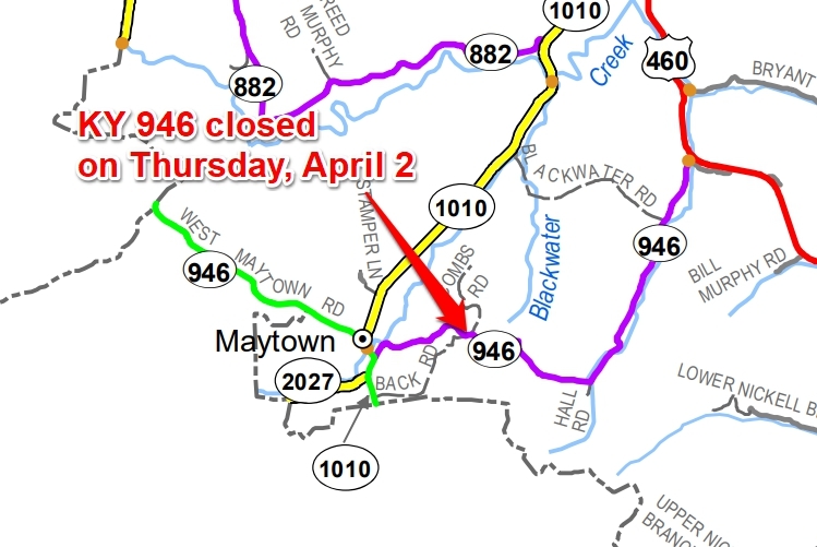 KY 946 closure map