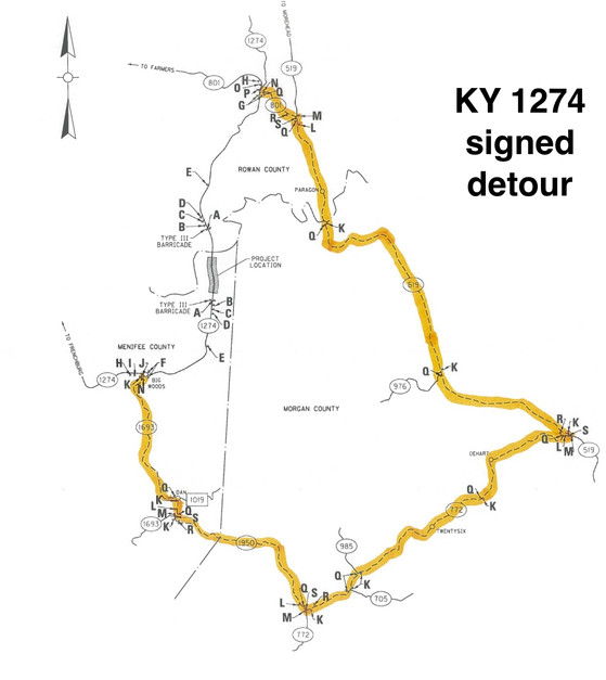 KY 1274 detour map