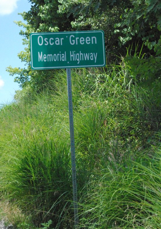 Oscar Green Memorial Highway sign