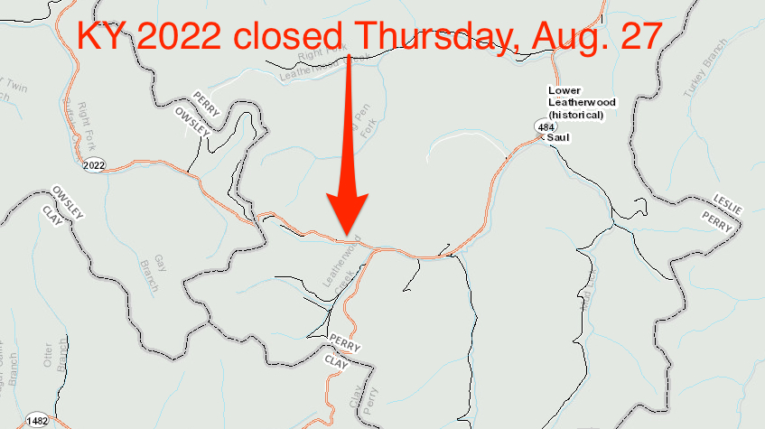 KY 2022 Squabble Creek closure map