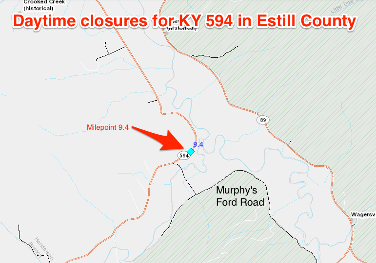 KY 594 daytime closures map