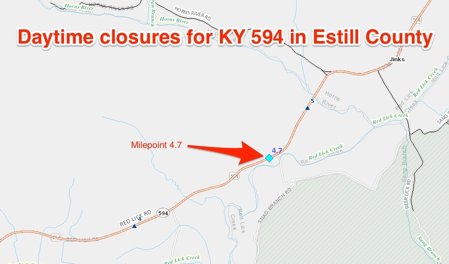 NEWS RELEASE Daytime closures scheduled for KY 594 (Red Lick Road) in