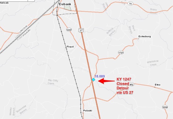 KY 1247 Closure Pulaski County