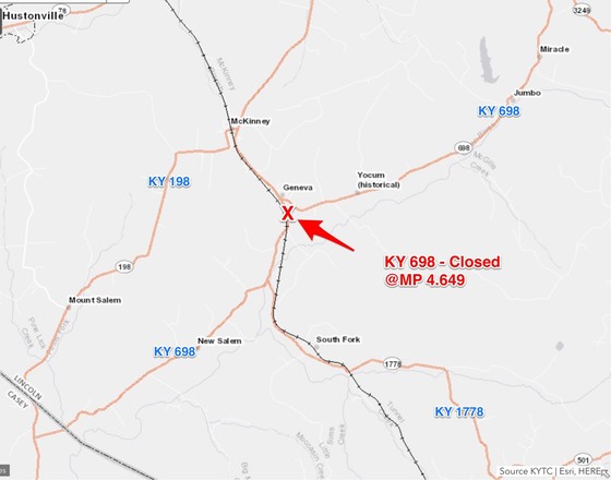 KY 698 Closure Lincoln County
