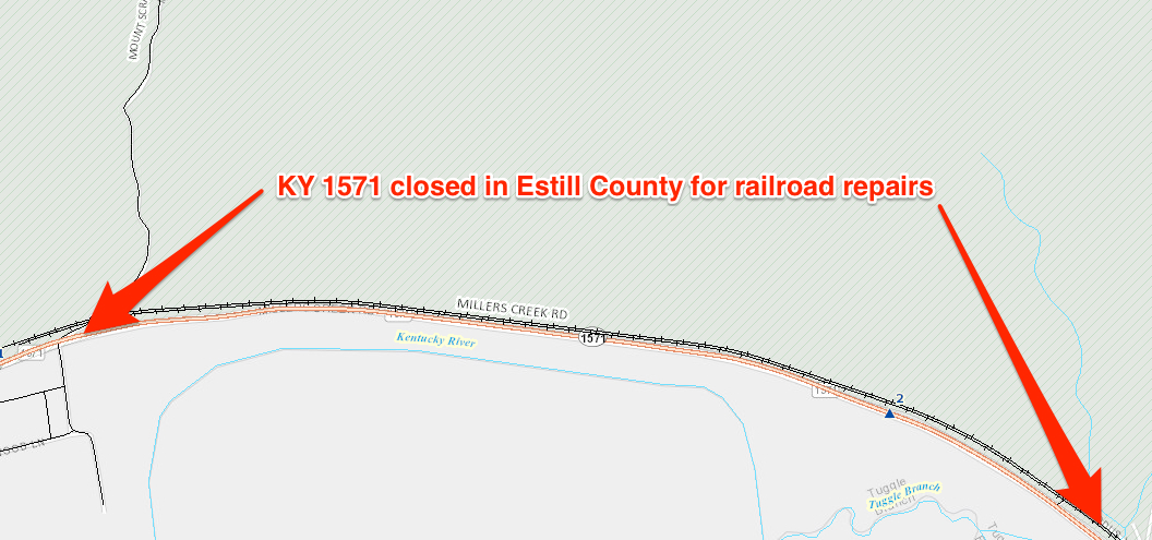 KY 1571 closure for RR repairs