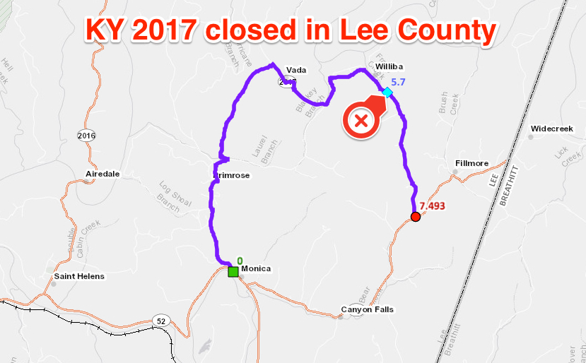 KY 2017 closure Lee County