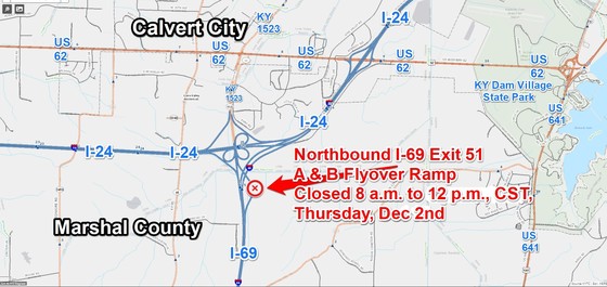I69NBExit51CalvertFlyoverRampCloseDec22021