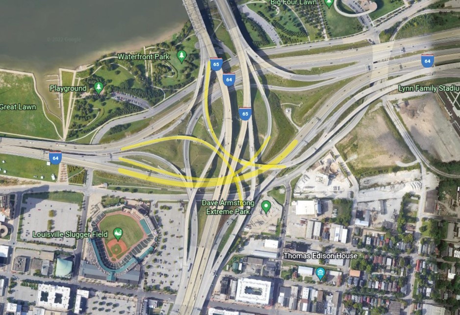 The Kennedy interchange, known locally as “Spaghetti Junction.”