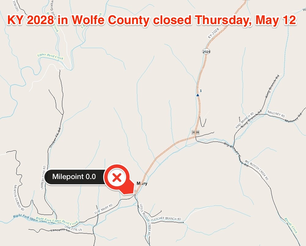 KY 2028 closure map