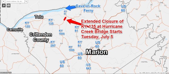 KY135ExtendCloseHurricaneCrkBrCrittstartJuly52022