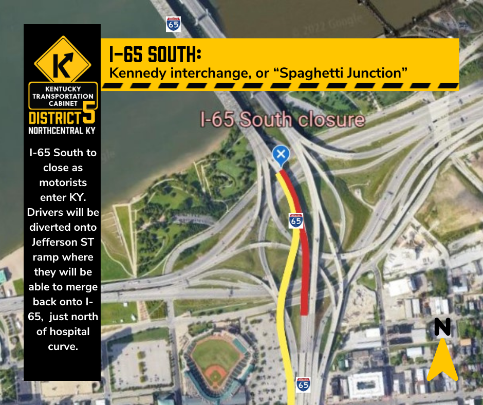 I-65 South Closure at Kennedy Interchange Begins Next Week in Jefferson County 