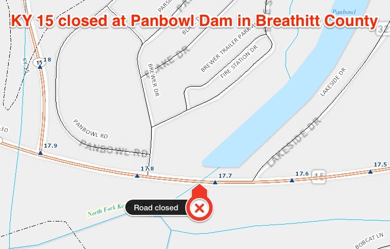 KY 15 Panbowl closure map