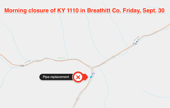 KY 1110 closure MP 4.5