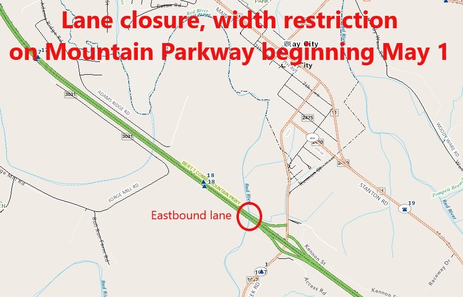 Mountain Parkway lane closure