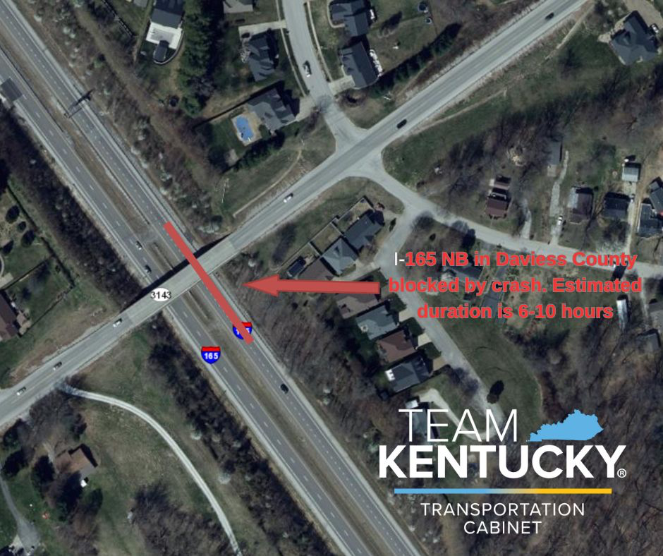 I-165 blocked by crash in Daviess County.