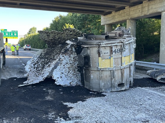 I-165 damaged my molten aluminum spill.