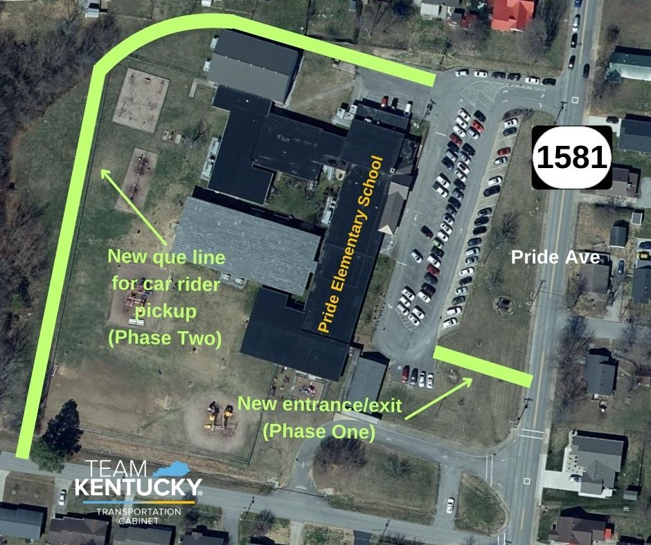 New car rider line at Pride Elementary will begin on Pride Avenue Drive.