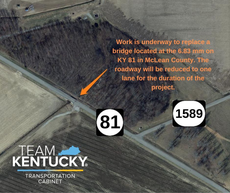 Work is underway to replace a bridge located at the 6.83 mm on KY 81 in McLean County. 