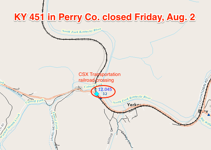 KY 451 railroad crossing closure in Perry County