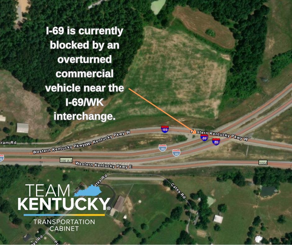 I-69 blocked by overturned vehicle