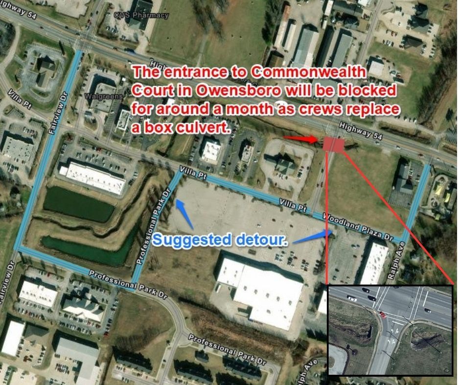 Commonwealth Court to be blocked for culvert replacement.