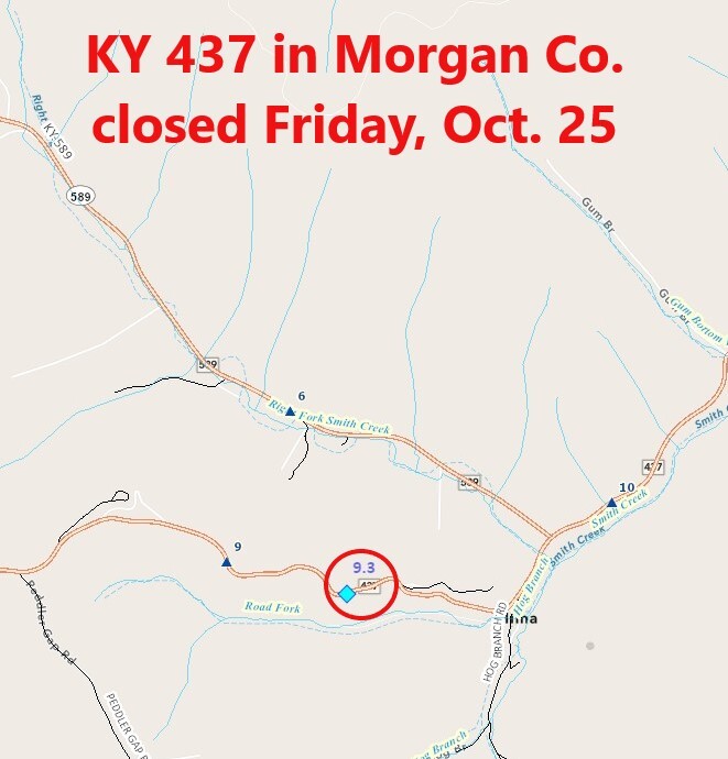 KY 437 closure at MP 9.3