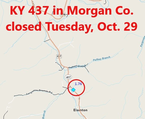 KY 437 Morgan County closure MP 1.76