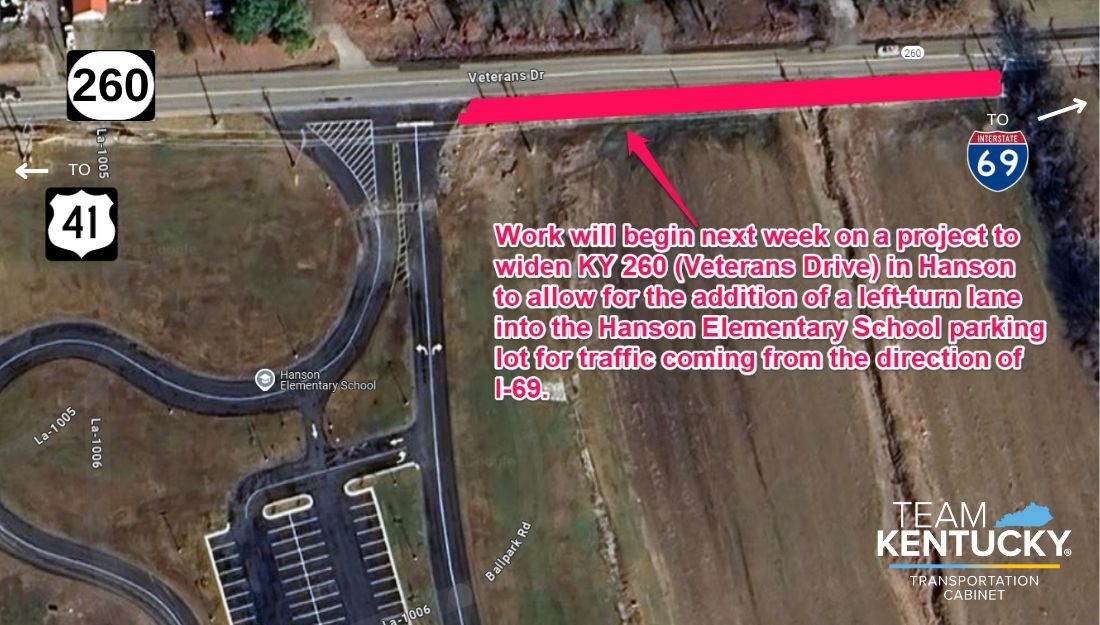 New turning lane to be constructed on Veterans Drive in front of Hanson Elementary School