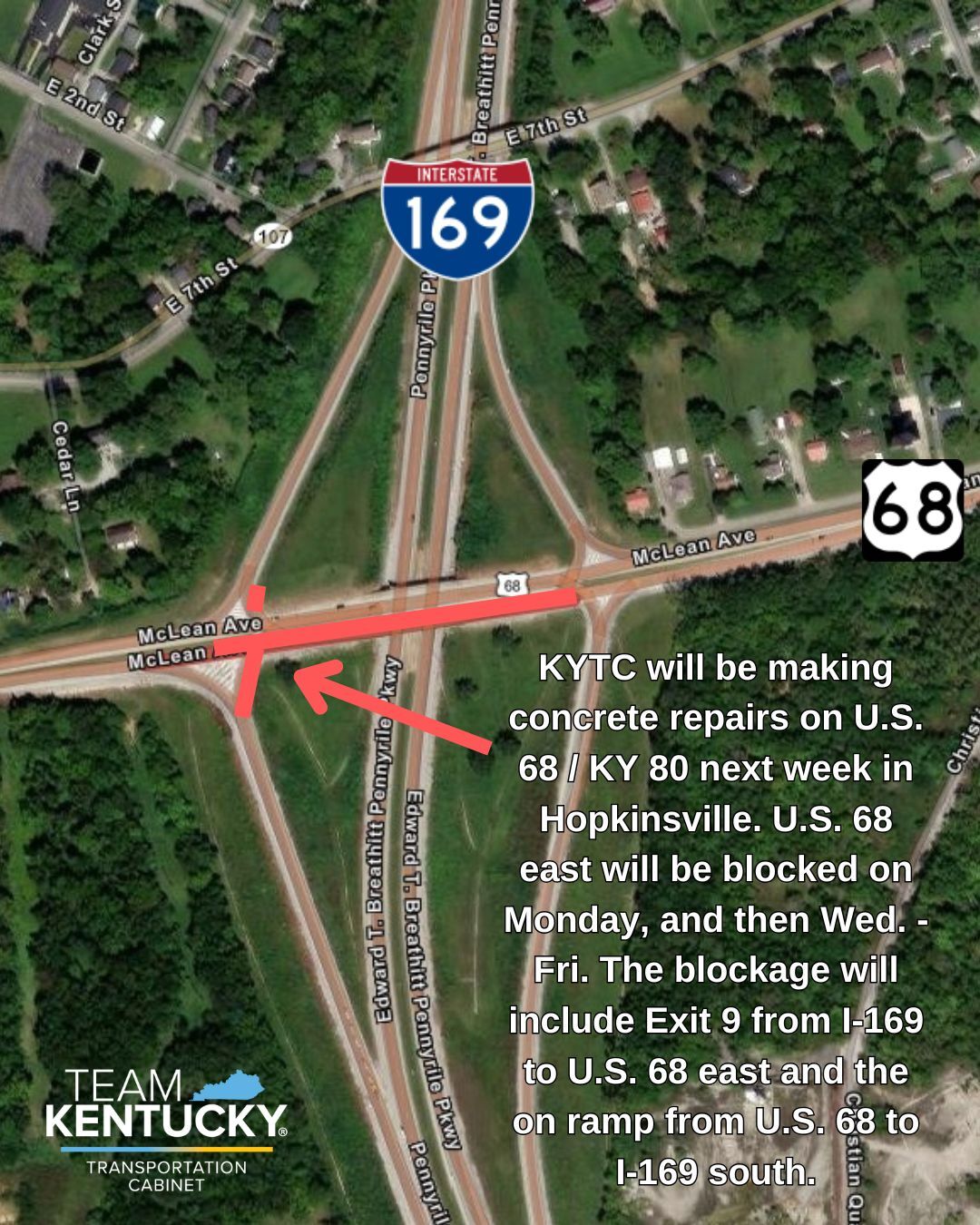 Blockage on US 68 in Hopkinsville