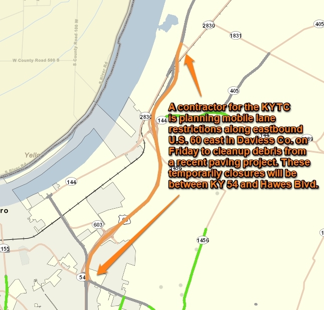 Mobile lane restrictions on US 60 in Owensboro planned Friday