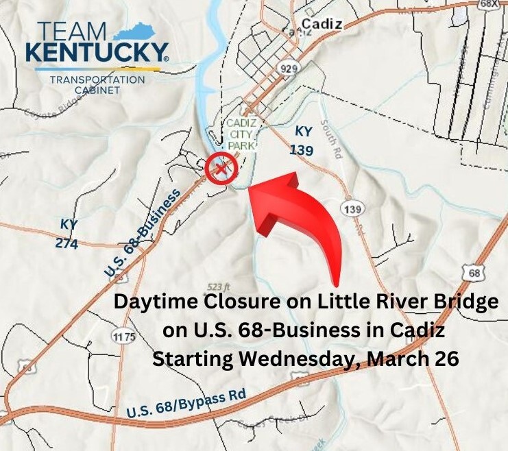 Us 68x Bridge closed debris removal Trigg County New