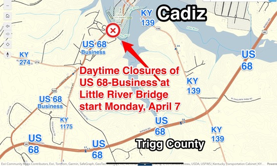 US68BizCadizLittleRivBridgeDayCloseStartApril72025