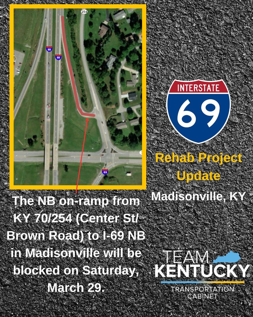 On Ramp from Brown Road to I-69 NB planned for Saturday