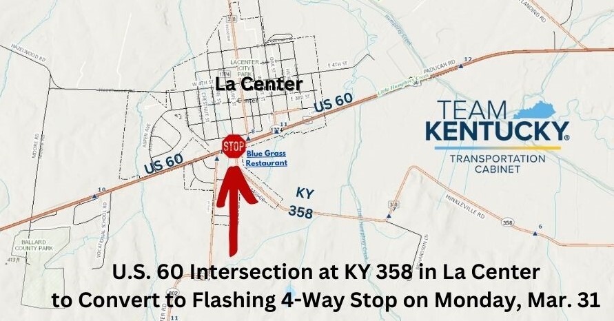 Ballard County US 60-KY 358 Flashing 4Way Stop