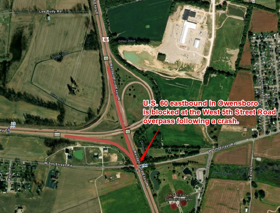 US 60 blocked at West 5th Street Road