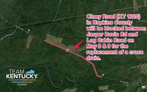 Olney Road Blocked Thursday and Friday