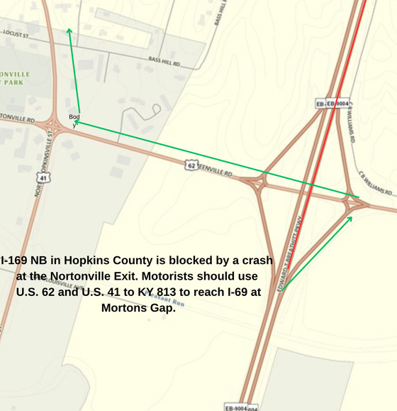 I-169 blocked by crash