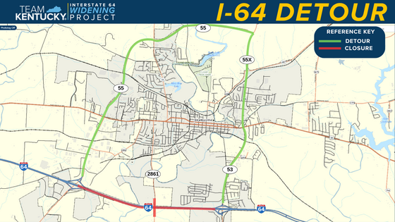 06022025 I-64 Overnight Closures Detour Map